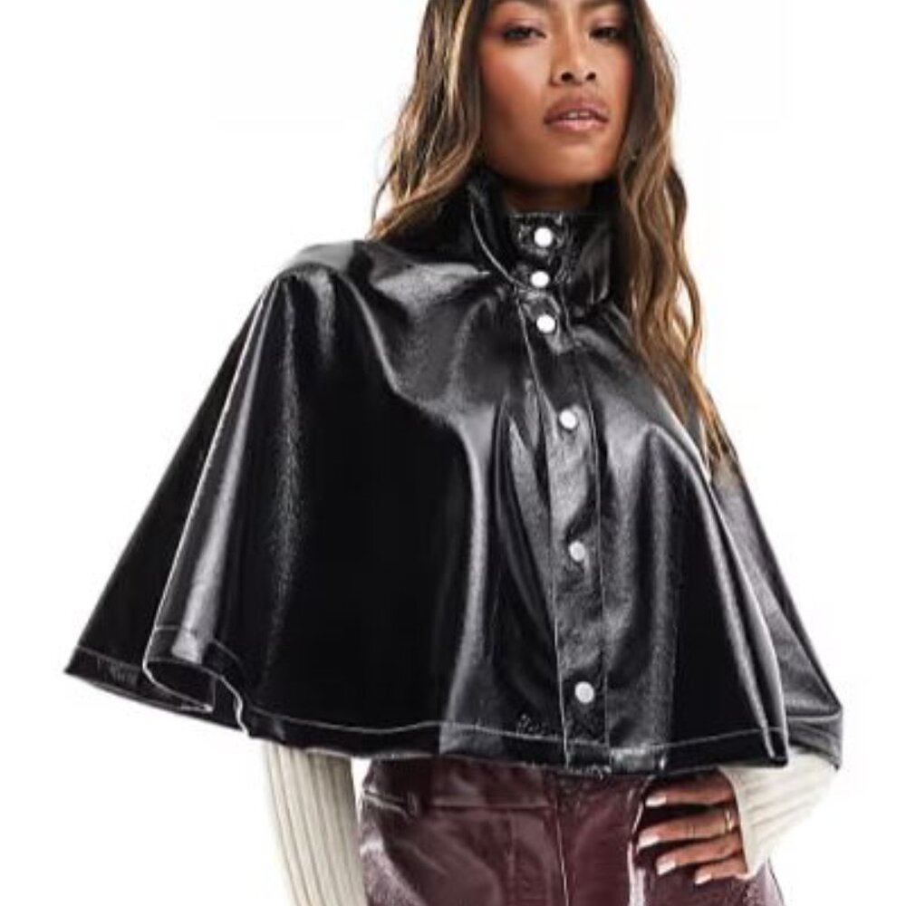 ASOS LEATHER LOOK CAPE JACKET
